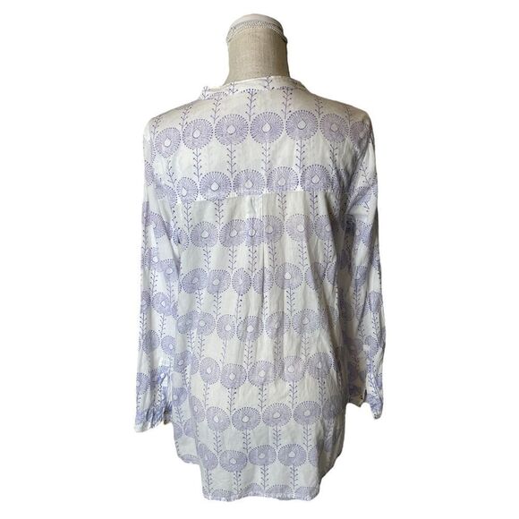 Roberta Roller Rabbit Lightweight 100% Cotton Button Down Patterned Top - Picture 5 of 14